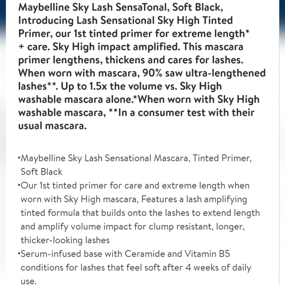 🐢2/$15 Maybelline Lash Sensational Sky High Tinted Primer Mascara Soft Black - Picture 9 of 10